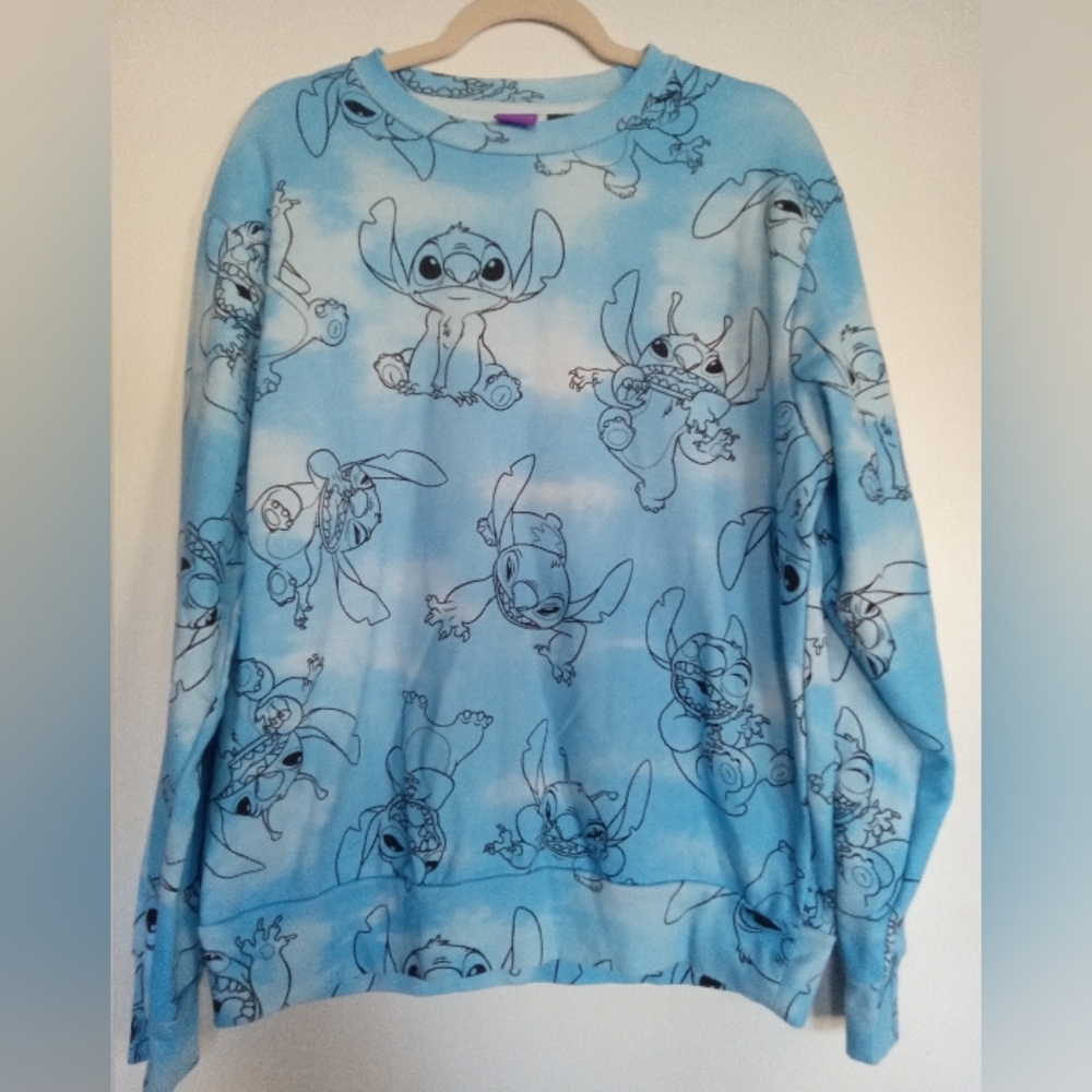 Disney Lilo & Stitch Women Sweatshirt Blue  Medium Excellent Condition